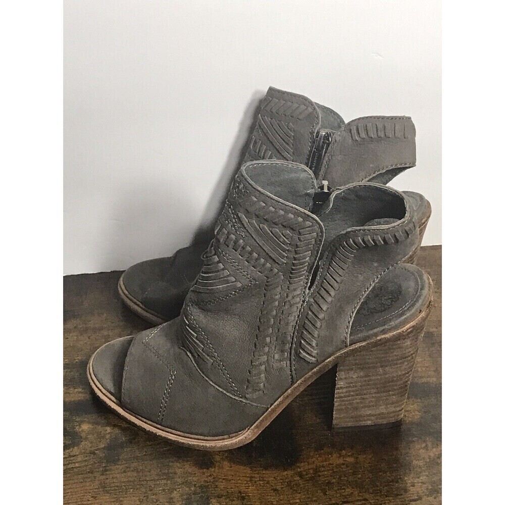 Vince Camuto Womens Karinta Suede Open Toe Heel Boots 4.5 Inch Leather Tan 6.5 - Picture 2 of 12